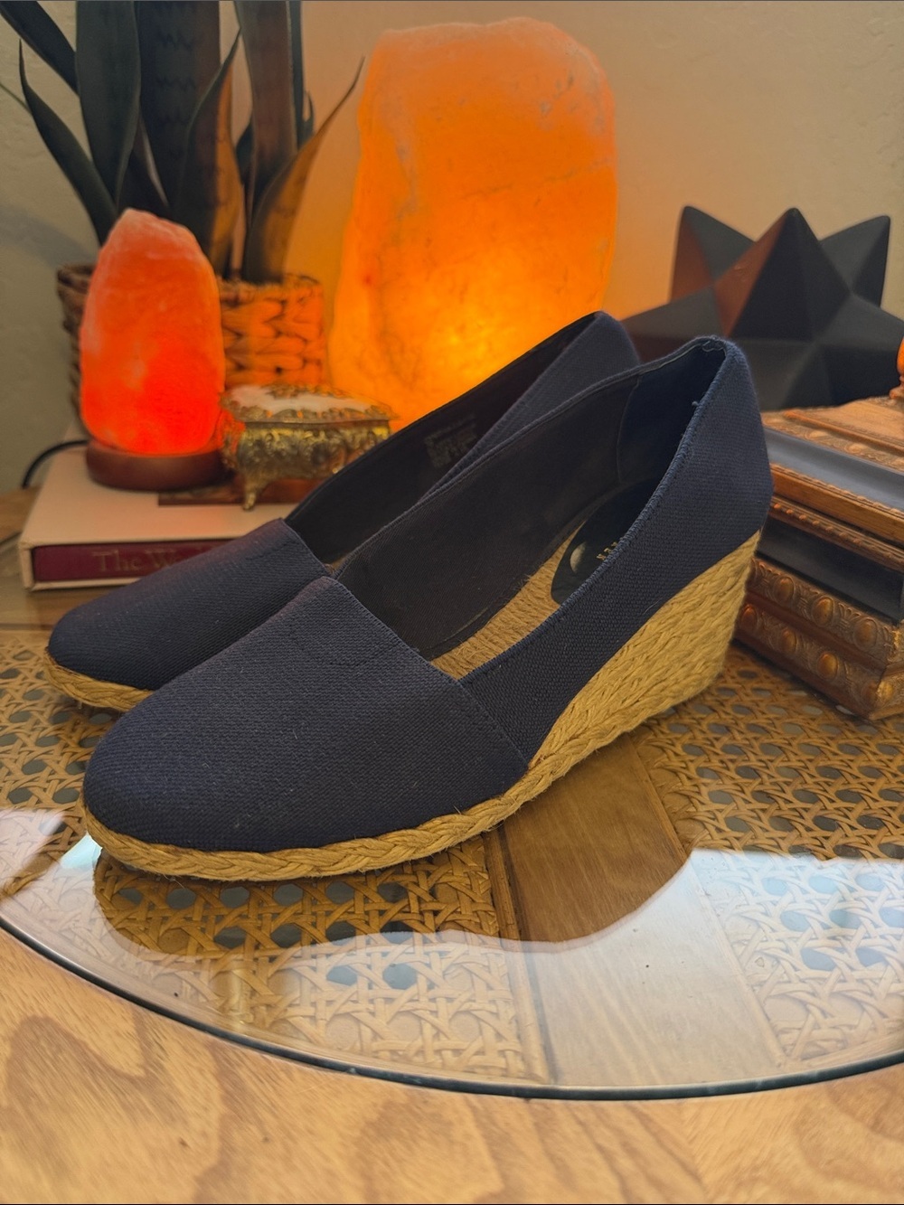 Lauren Ralph Lauren Navy Canvas Wedge Espadrilles